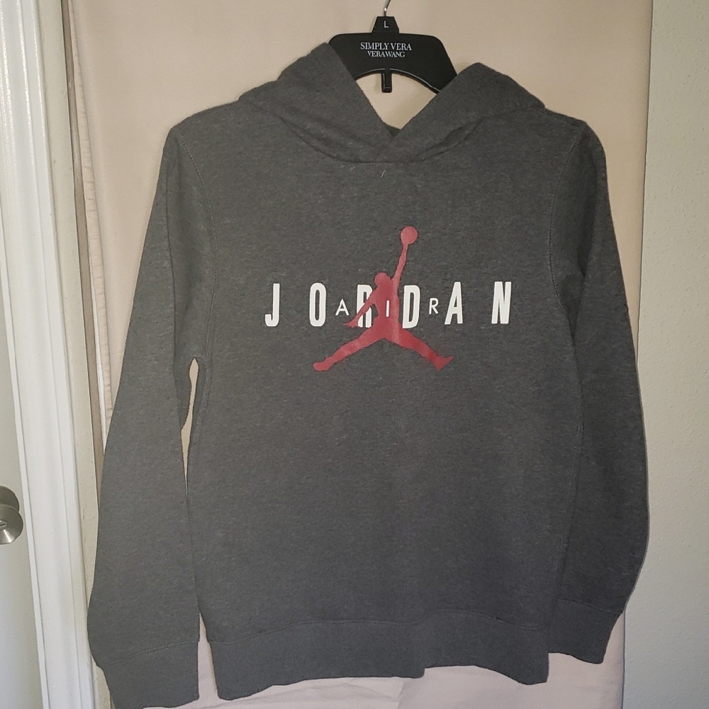 Jordan Kids Gray Hoodie with Red Logo